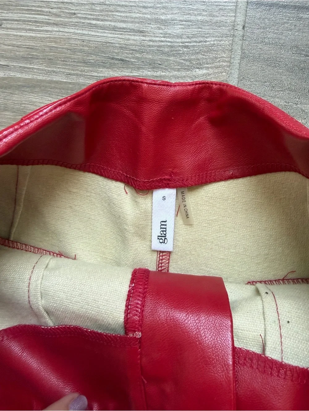 Glam faux leather red high waisted shorts sz Small